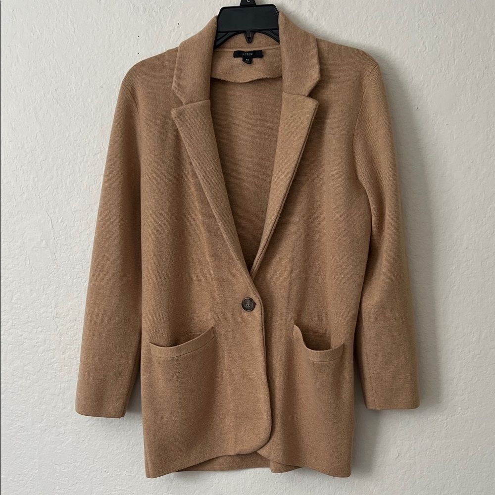 Like New! J.Crew Schoolboy Knit Sweater Blazer in Heather Acorn in Size XS - Picture 2 of 16